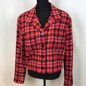 Herman Geist Red Plaid Vintage Crop Jacket